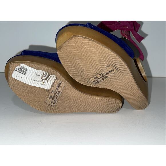 Qupid LISBETH shoes Women Sz 6.5 Ankle Strap Buckle Wedge Platform Sandals Blue - Picture 10 of 12